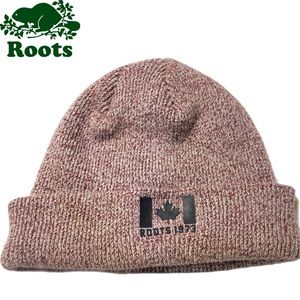 Roots logo Heathered beanie deep red & cream/white